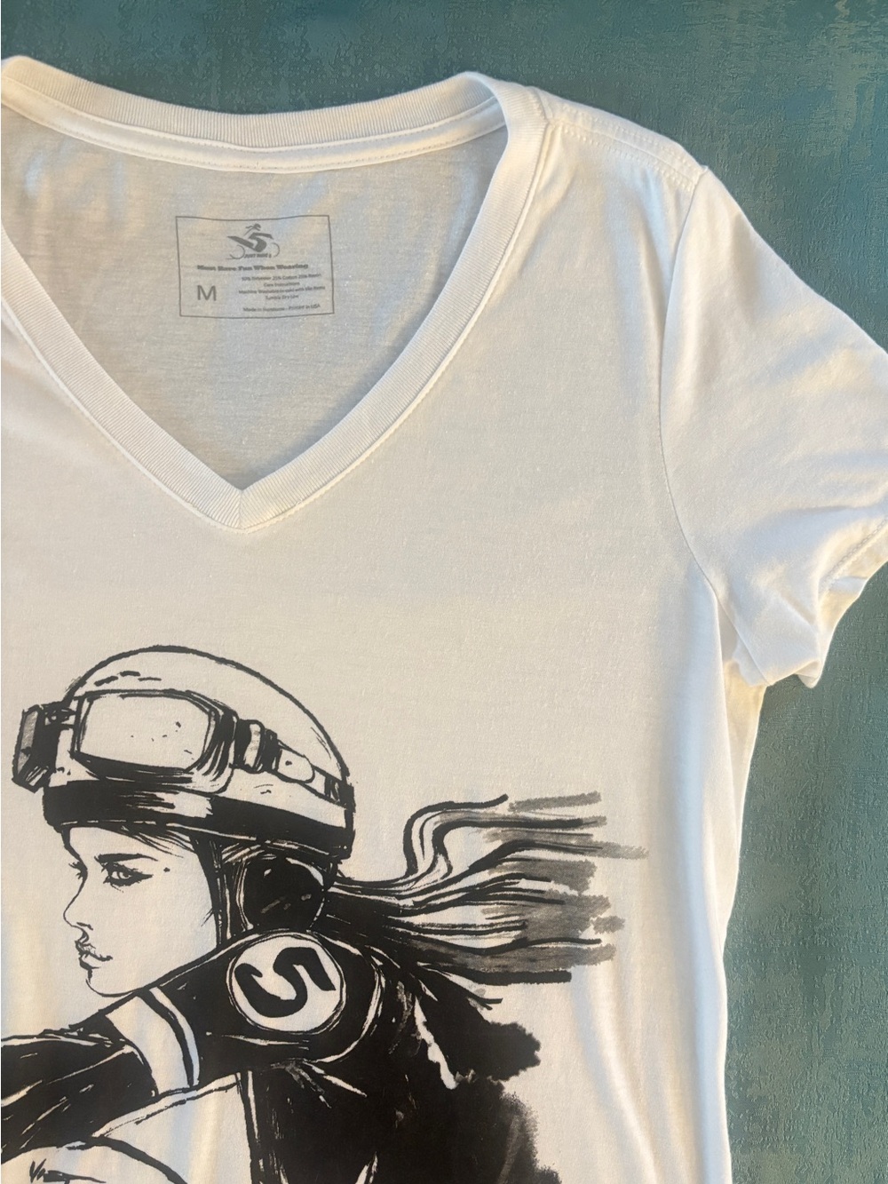 Just Ride 5 - Women's White Graphic V-Neck T-Shirt
